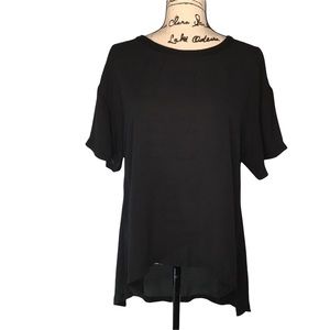 LEITH - Semi-Sheer High/Low Short Sleeve Oversized Blouse - S